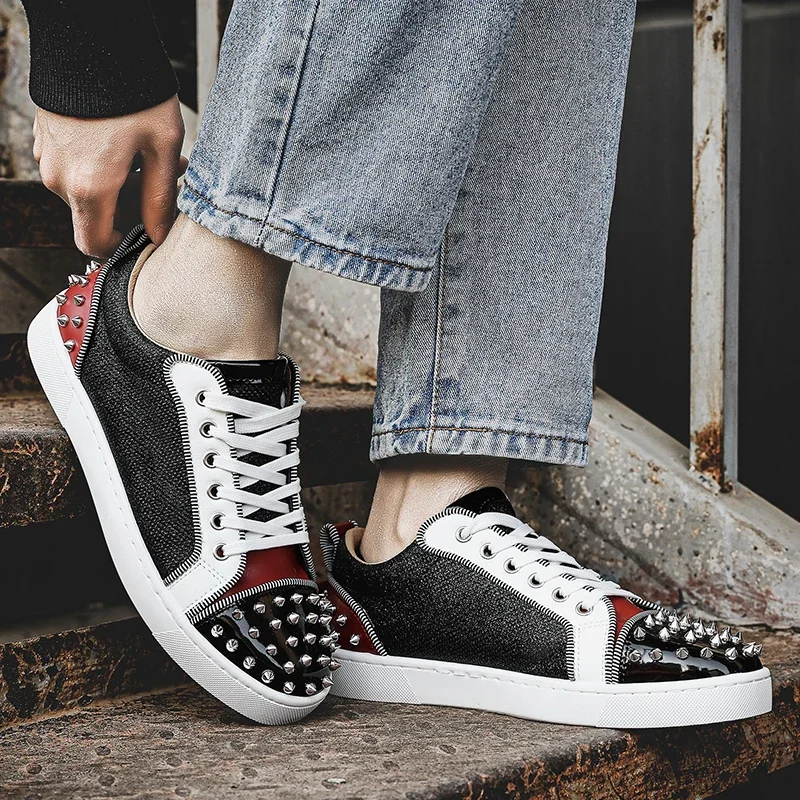 2025 New Men's Casual Shoes Comfortable Soft Punk Style Board Shoes Fashion Nail Anti Slip Wear Resistant Personalized Sneakers 5