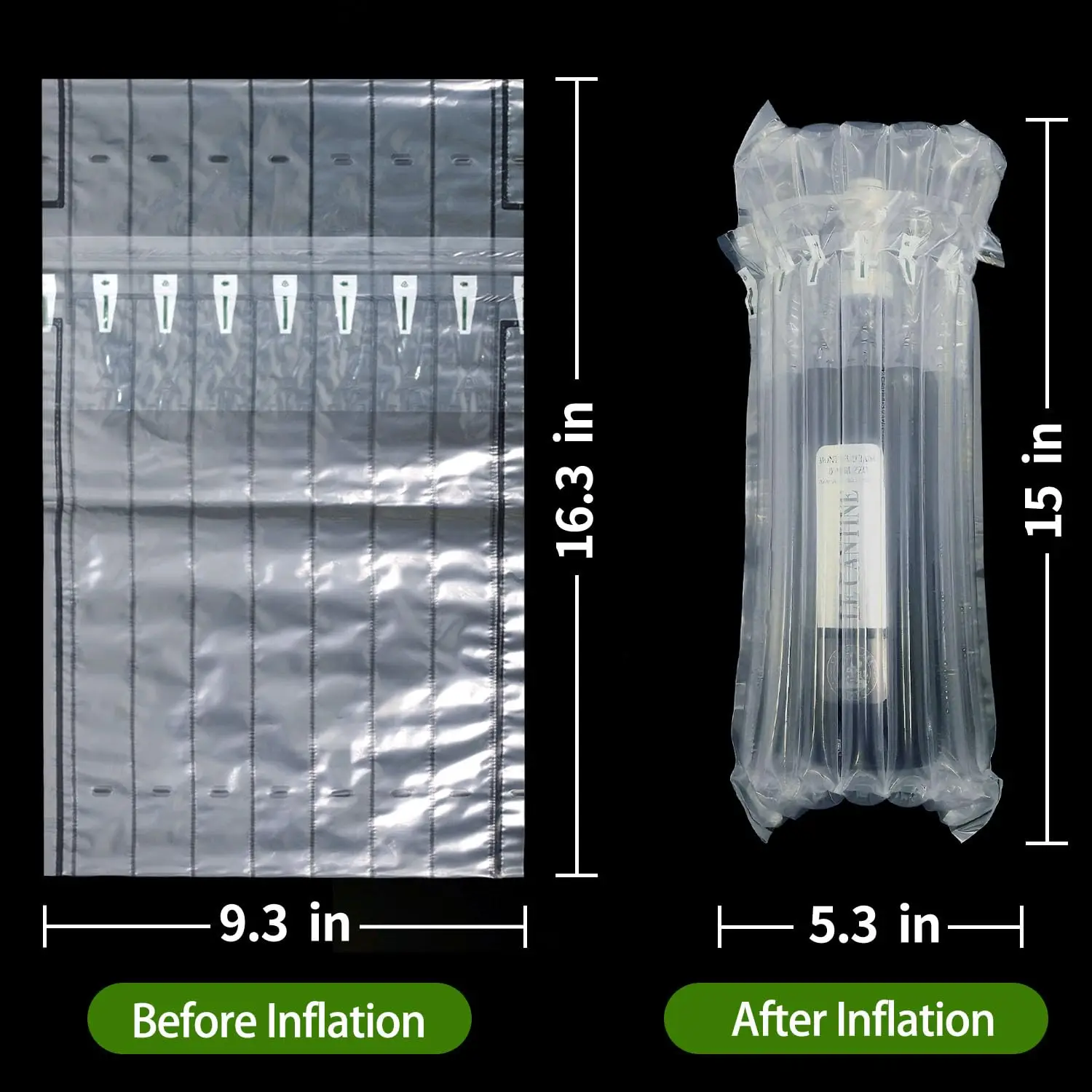 Wine Bottle Travel Protector Bags 10 Pack Inflatable Bubble Cushioning Packaging Shipping Glass Bottle Protection with Air Pump bubble mailers