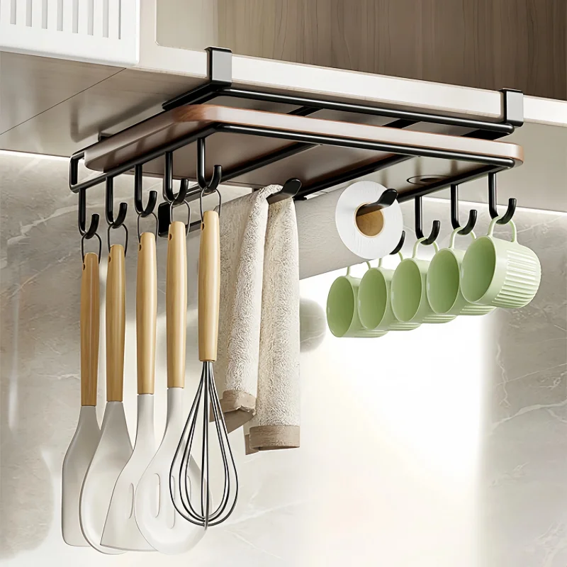 Wall-Mounted Kitchen Hanging Organizer Rack - Multipurpose Under ...