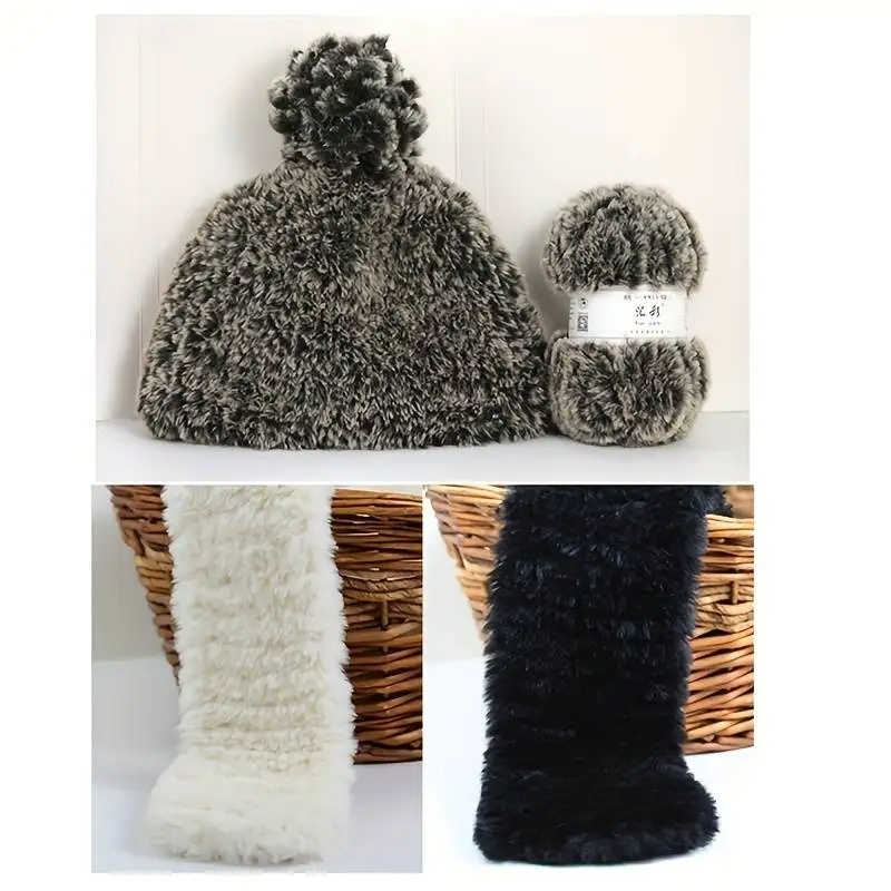 1 Skein 100 Grams Super Soft Fur Yarn Chunky Fluffy Faux Fur Yarn Eyelash Yarn for Crochet Knit Scarf Accessories and Blankets 5