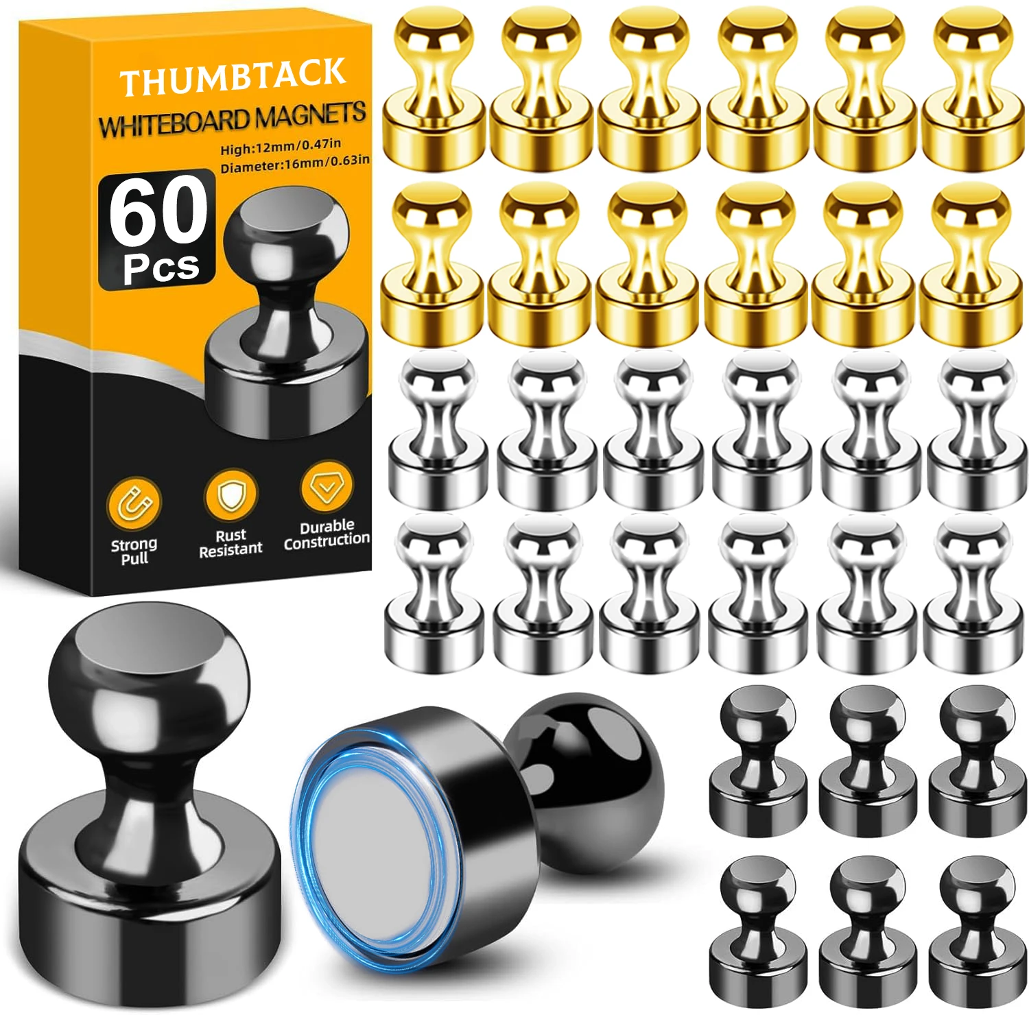 Wholesale Super Strong Magnet PushPin for Rafrigerator Pin Sheet Whiteboard Magnetic Pushpins Sucker Thumbtack Magnets Push Pins