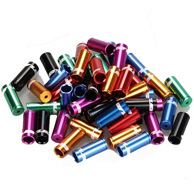 CNC 5mm Shift Brake Cable 4mm MTB Bike Derailluer Housing Cap Line Outer Crimp Tips Aluminum Ring Ferrule Inner Cable End 100pcs