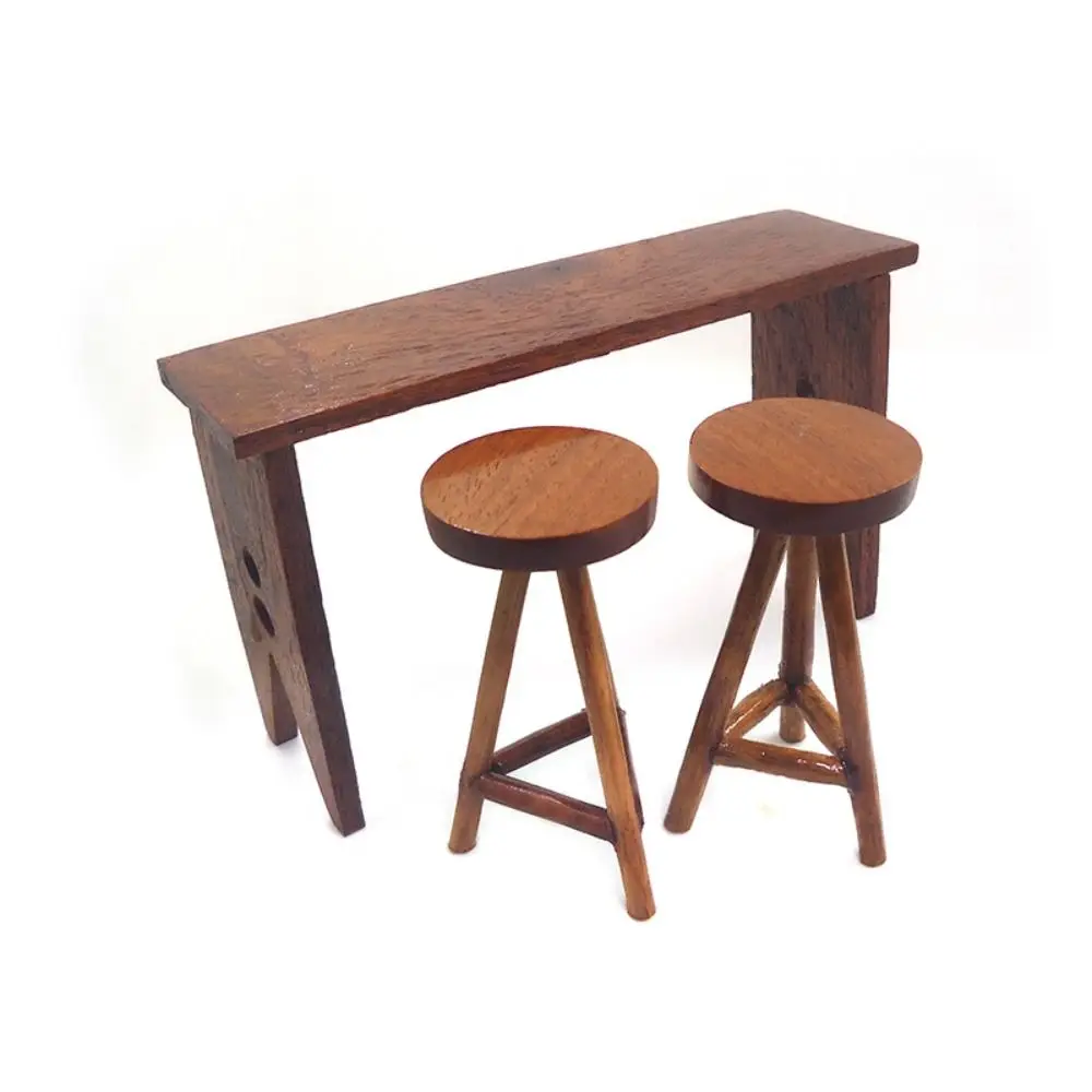 1:12 Scale Dollhouse Bar Counter Scene Model Wood DollHouse Furniture Playing House Miniature Table Chair Dollhouse Accessories