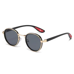 Vintage Retro Round Sunglasses | Unisex Metal Frame Fashion Shades with UV400 Protection (Gold Black)