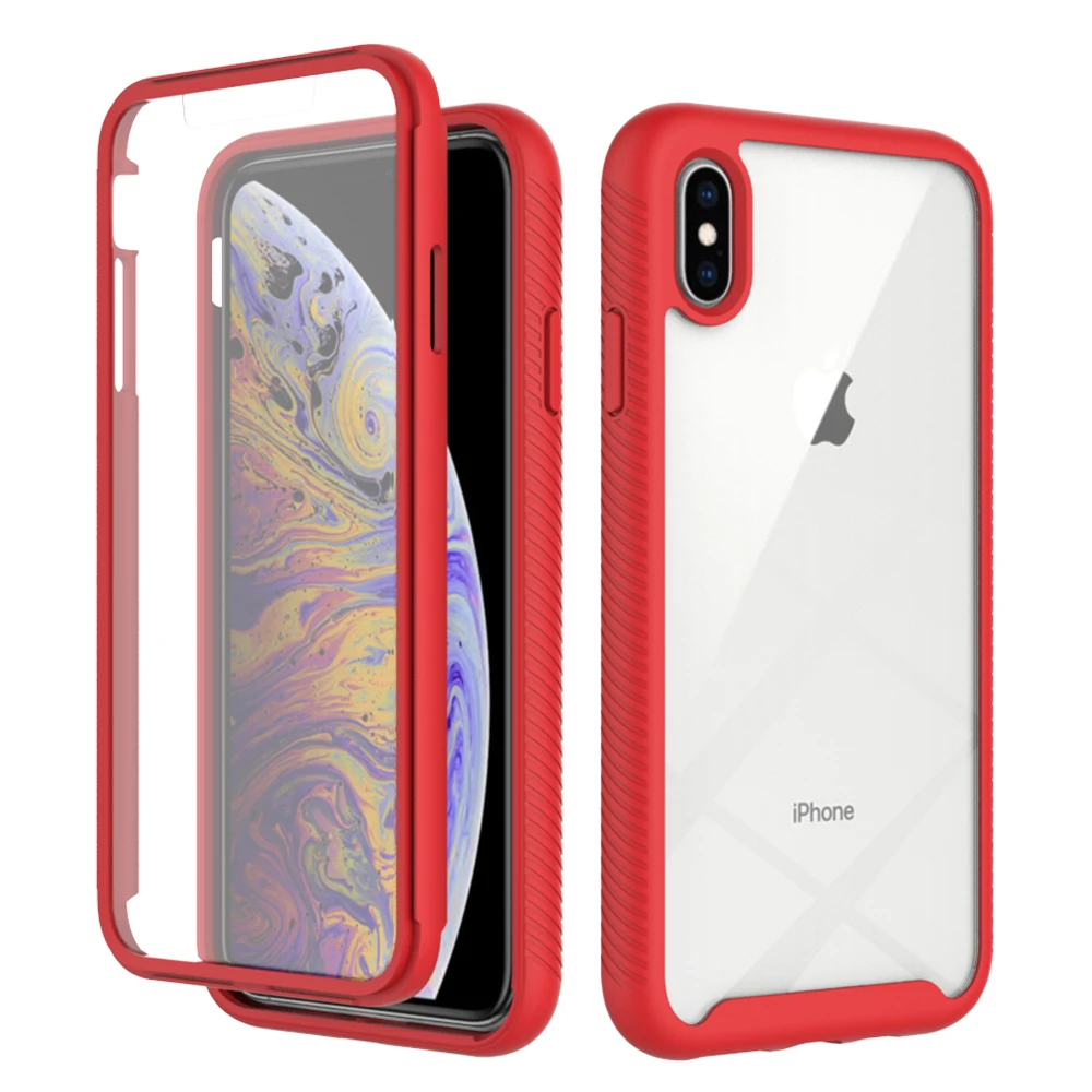 Shockproof Clear Phone Case with Built-in Screen Protector and TPU Bumper