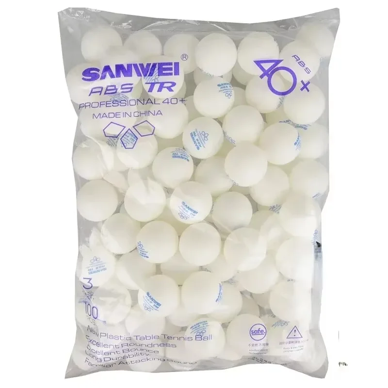 Table Tennis Balls 100 pcs Sanwei New Materials Plastic Abs 40+ Robot Raquetas Ping Pong club