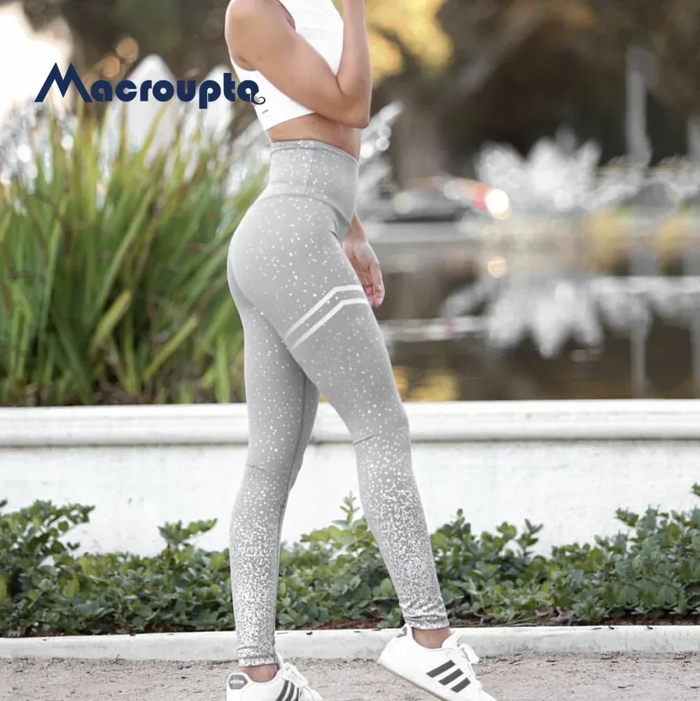 Women Gold Print Leggings No Transparent Exercise Fitness Leggings Push Up Workout Female Pants yoga Pants casual sports pants
