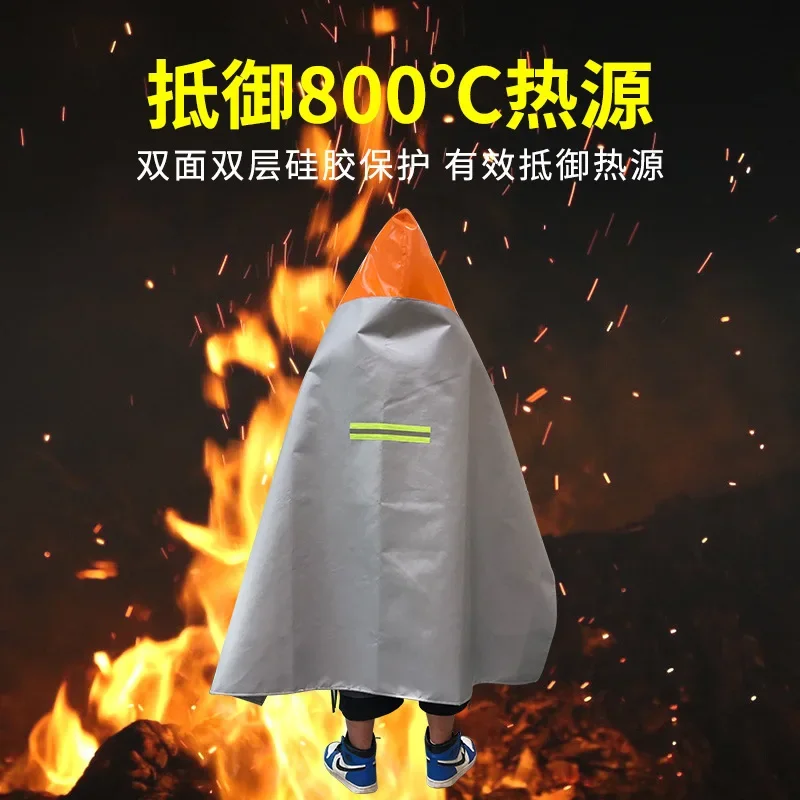 Fireproof Cloak Household Fire-Fighting Insulation Escape Clothes Household Fire-Fighting Blanket Silicone Flame-Retardant Cloak