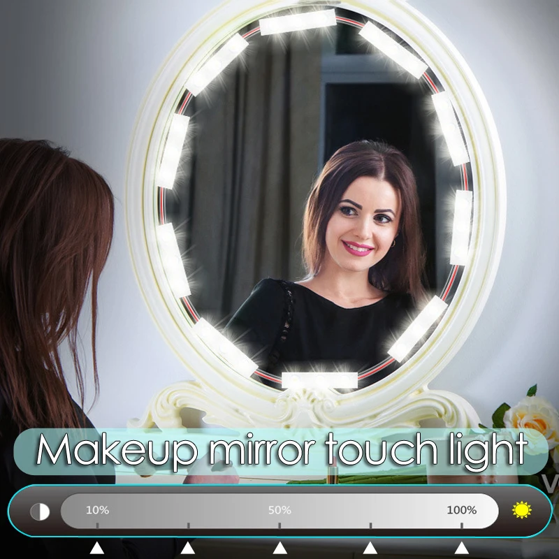 Hollywood Makeup Vanity Mirror Light Stick On Professional Adjustable 3  Colors LED USB Bulbs String Stepless Dimmable Lamp - AliExpress