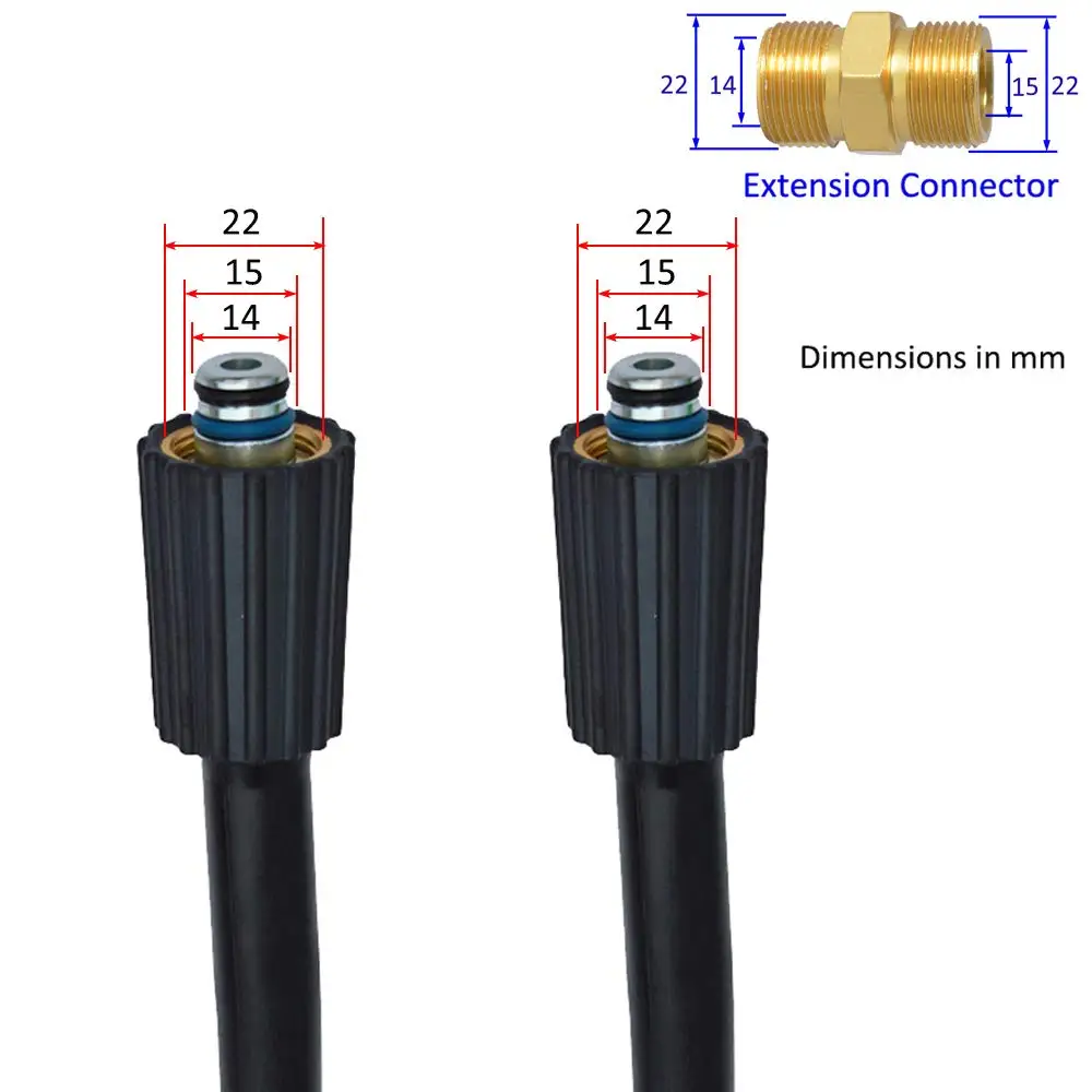 High Pressure Washer Hose Cord Pipe CarWash Hose Water Cleaning Extension Hose M22-Pin 14/15 for Karcher Elitech Interskol Huter 6