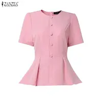 ZANZEA Elegant 2 Piece Outfits Women Short Sleeve Solid Top Tunic Long Skirts Summer Dress Sets Casual Office 2pcs Streetwear - Image 4