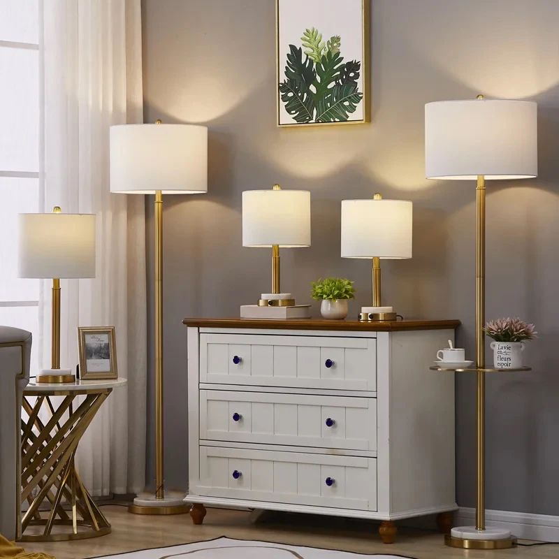 

Modern Minimalist Light Luxury Floor Lamp Marble Base Standing Light Tray Vertical Lamp Stand Living Room Bedroom Bedside Lamp