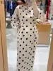 ZANZEA Elegant Women Dots Print Dress 2024 Summer Slim 3/4 Sleeve Vestidos Fashion V-Neck Party Midi Robe Office Pocket Dresses