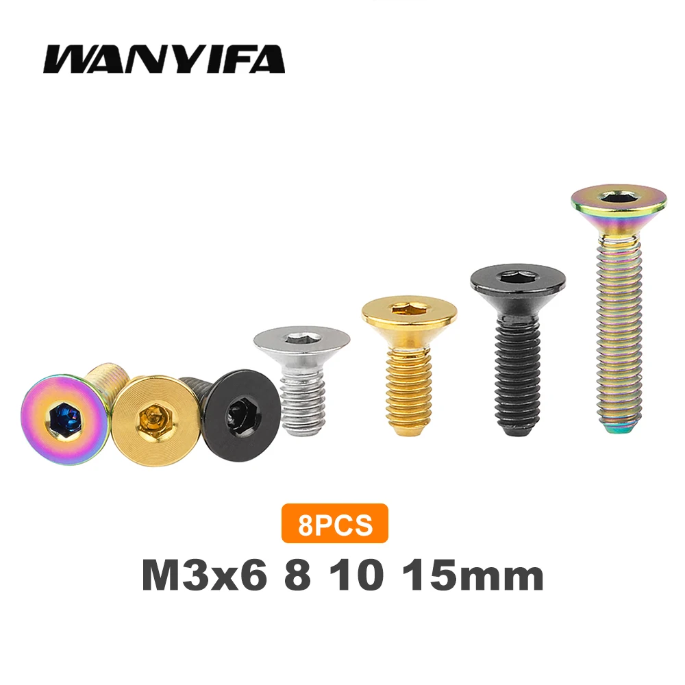 

Wanyifa 8pcs Titanium M3x 6 8 10 15mm Flat Head Countersunk Allen Bolt for Bicycle Screw