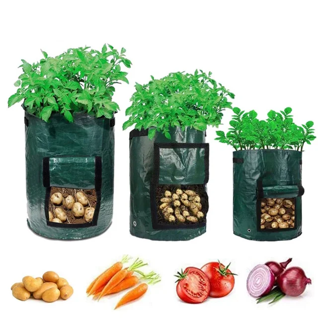 Gardentool Burgonya Termesztés Táska Pe Zöldségnövekedés Fogantyúval Megvastagodott Zöldség Hagyma Növényi Kültéri Kerti Edény - Image 2