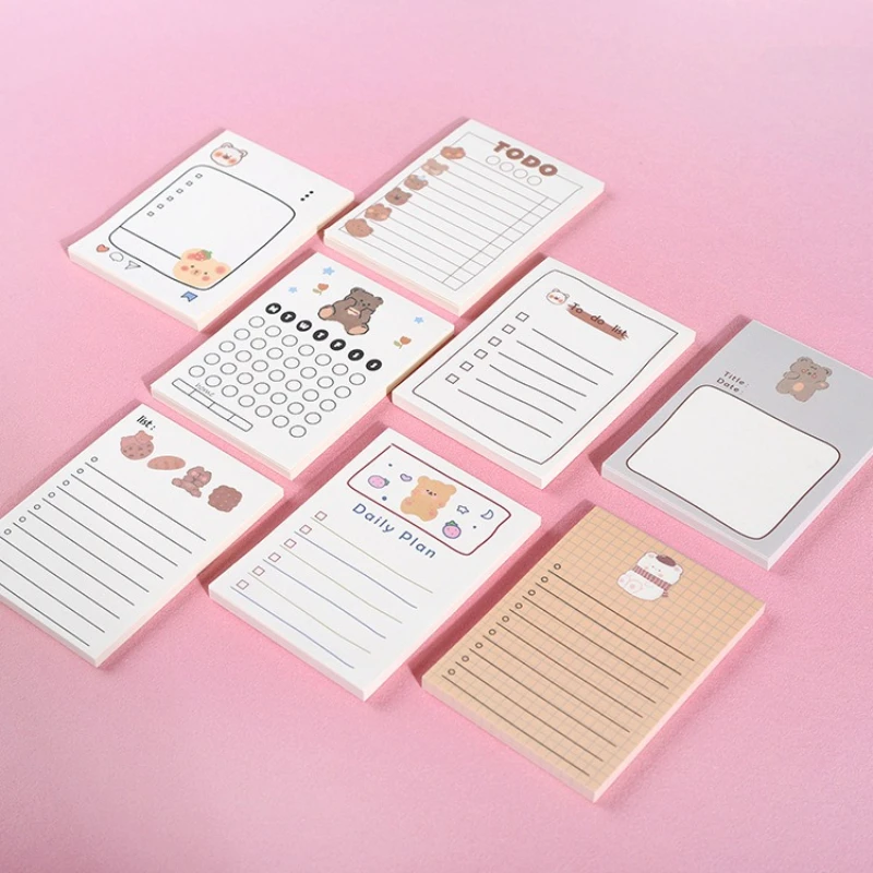 Kawai Stationery Bear Notebook 50 Page Small Portable Tearable and Adhesive Paper Lovely Office Student Plan Message Notes - 2