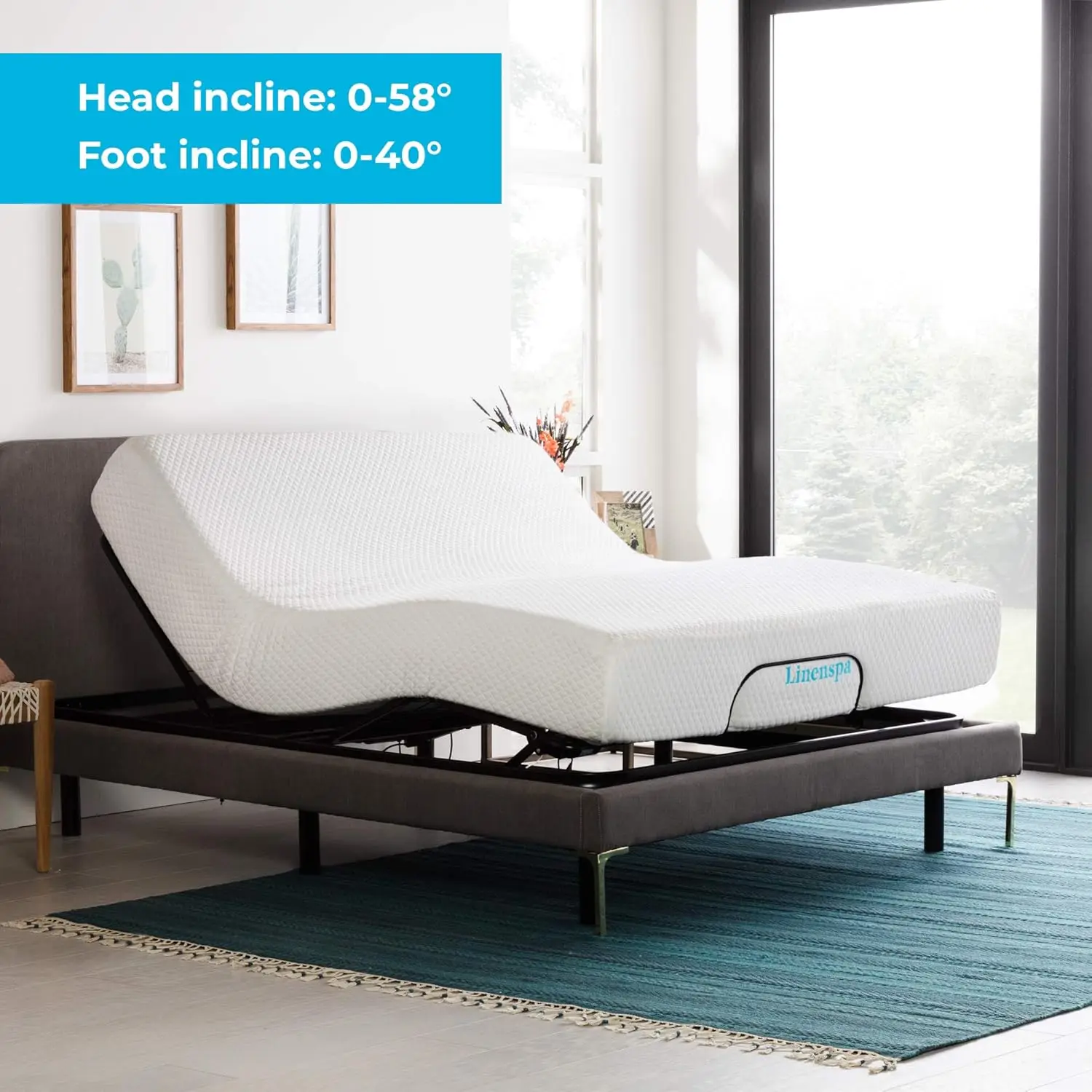 Adjustable Bed Frame-Independent Head and Foot Incline-Powerful Quiet Motor-Easy Tool Free Assembly-Electric Bed Base-Full Size 3