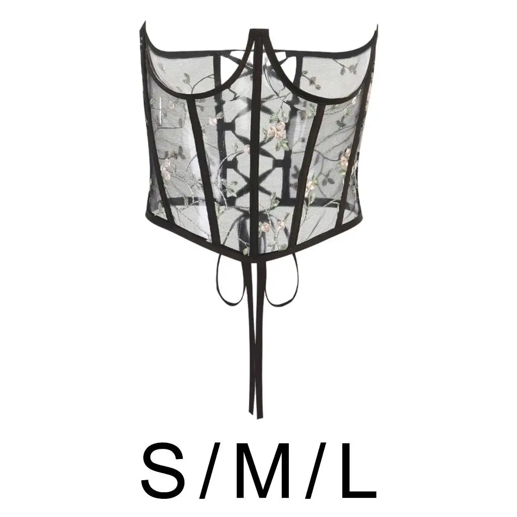 

Elastic Waist Belt Lace Corset Girdle Style Embroidery Flower Women Underbust Waspie Dress Costume