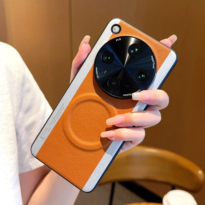 Luxury PU Magnetic Wireless Charging Protective Phone Case Back Cover Shell