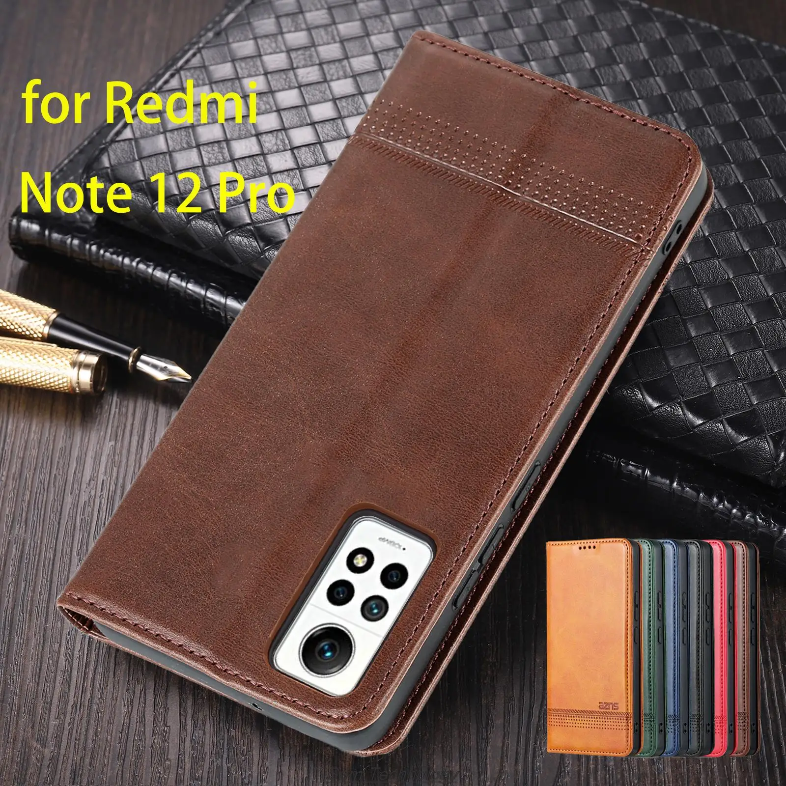 Magnetic Adsorption Leather Fitted Case for Xiaomi Redmi Note 12 Pro (4G  Global Rus EUR) Flip Cover Protective Case Fundas Coque