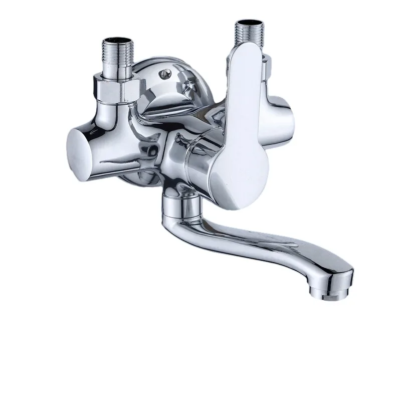 

Brass Kitchen Wall Surface Mounted Faucet Hot Cold Long Outlet Pipe Sink Tap Climbing Mixing Valve Plumbing Fitting Hardware