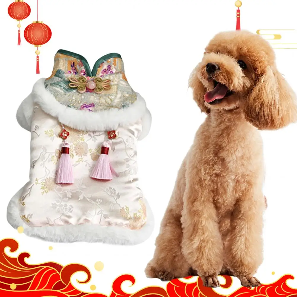 Pet Clothes Geometric Sequins Cloth Chinese Style Dog Clothes Tang Suit