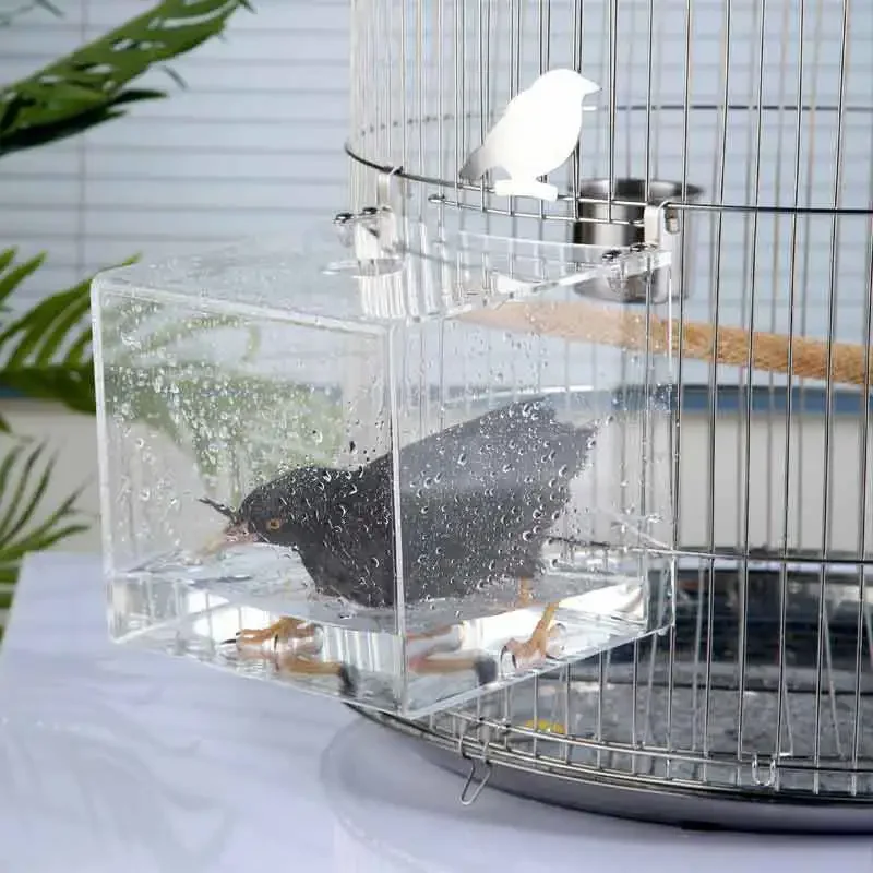 Bird bath Bird Bath Cage Cockatiel Bird Bathtub With Hanging Hooks for Little Parrots Spacious Parakeets Portable Shower for Birdcage