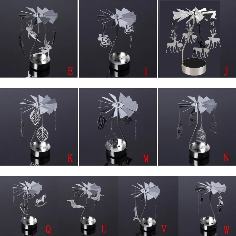 Rotating Tea Light Candle Holder Carousel Spinning Tealight Stand Candleholders for Romantic Wedding Party Home