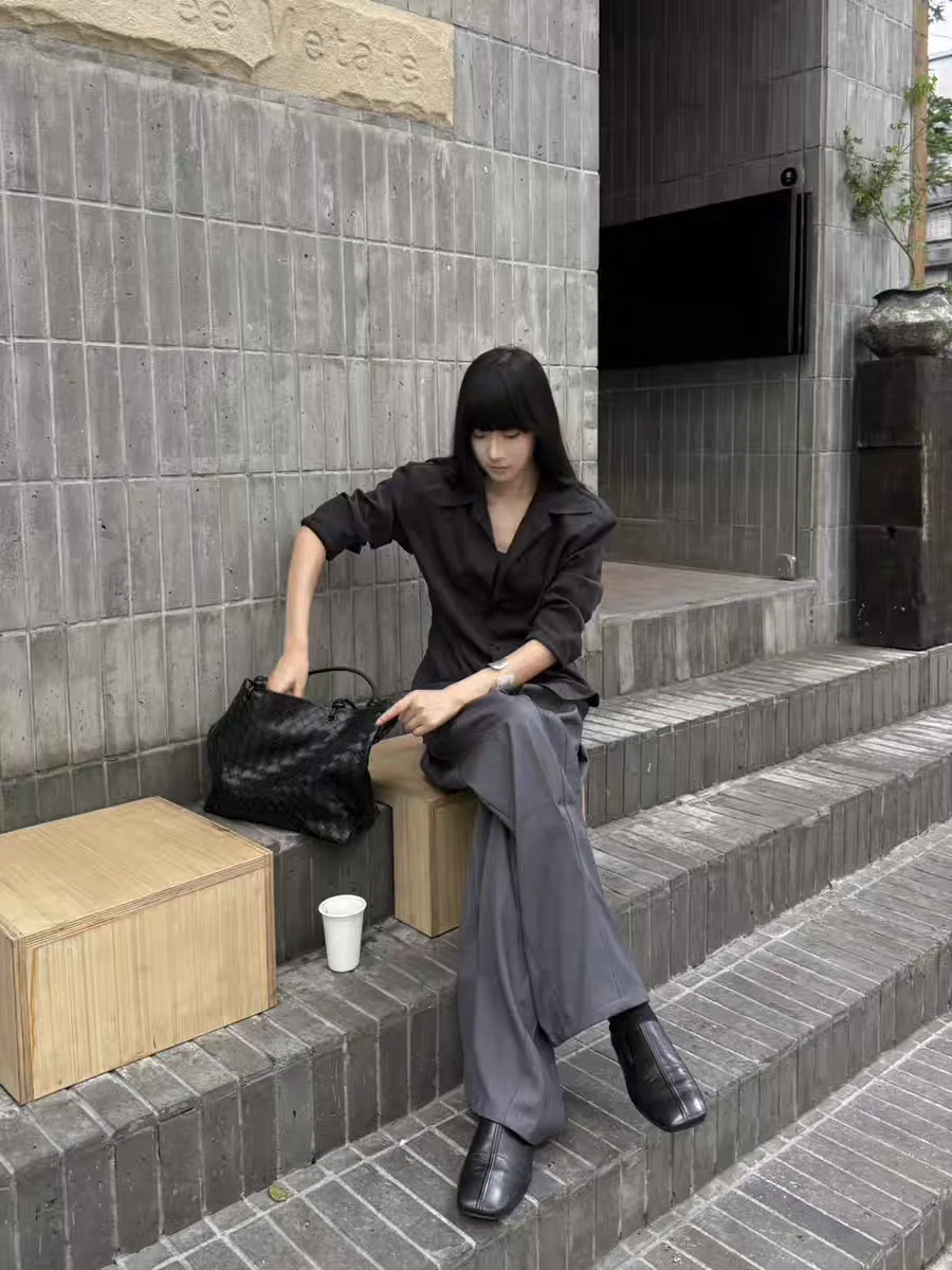 American Retro Deconstructed Design Curved Knife Straight Leg Pants Men Women Street Clean Fit Drape Versatile Casual Long Tr...