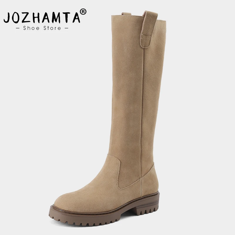 

Женские сапоги из натуральной кожи, на толстом высоком каблуке, размеры 34-39