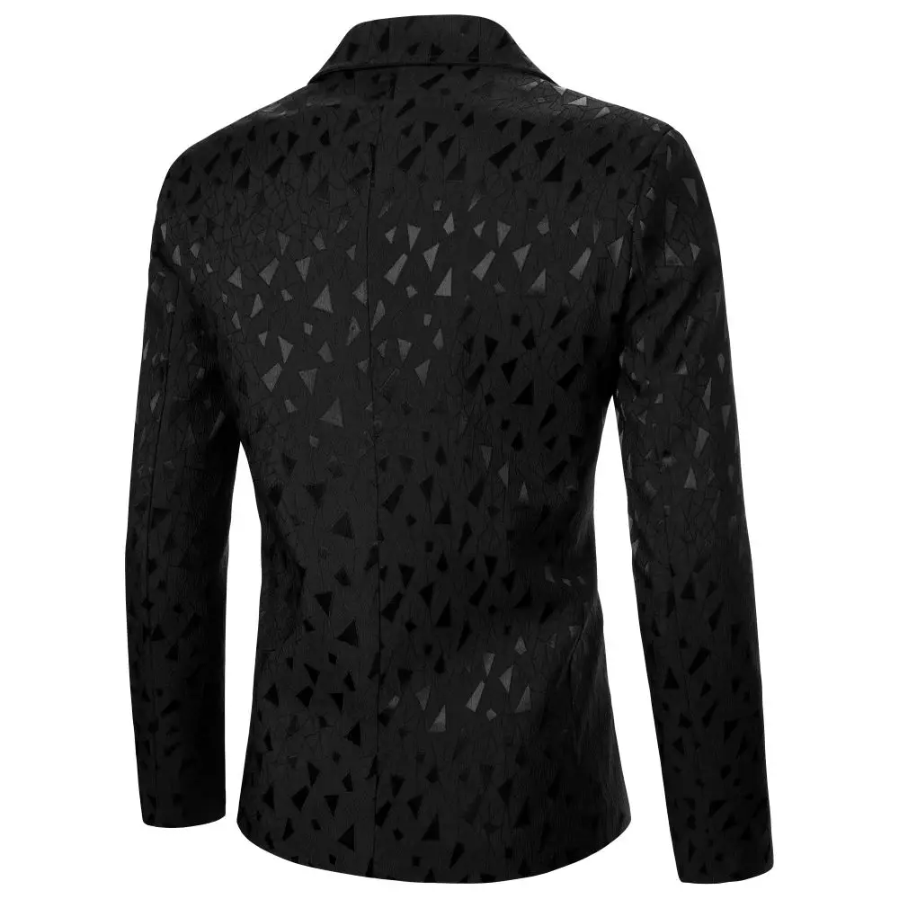 Men's Suit Jacket Geometric Figure Dark Texture Men's Coat Business Casual Style Top Wedding Dinner Party Suit