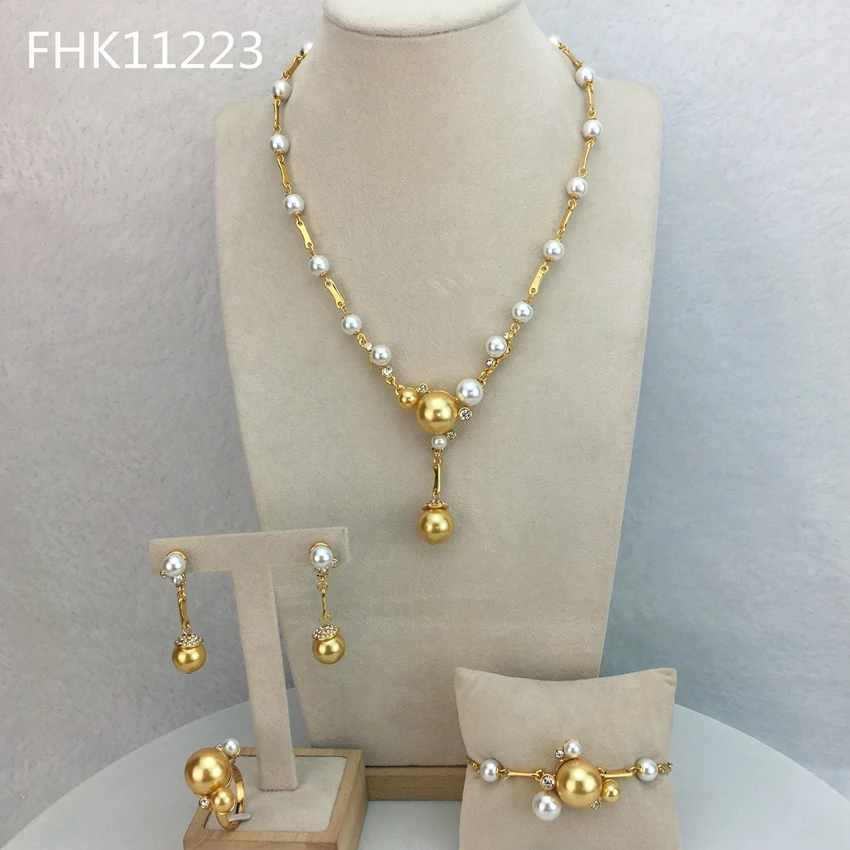 

Luxury Dubai Fine Jewelry Sets Pearls Necklace for Women Party Anniversary and Engagement FHK11223