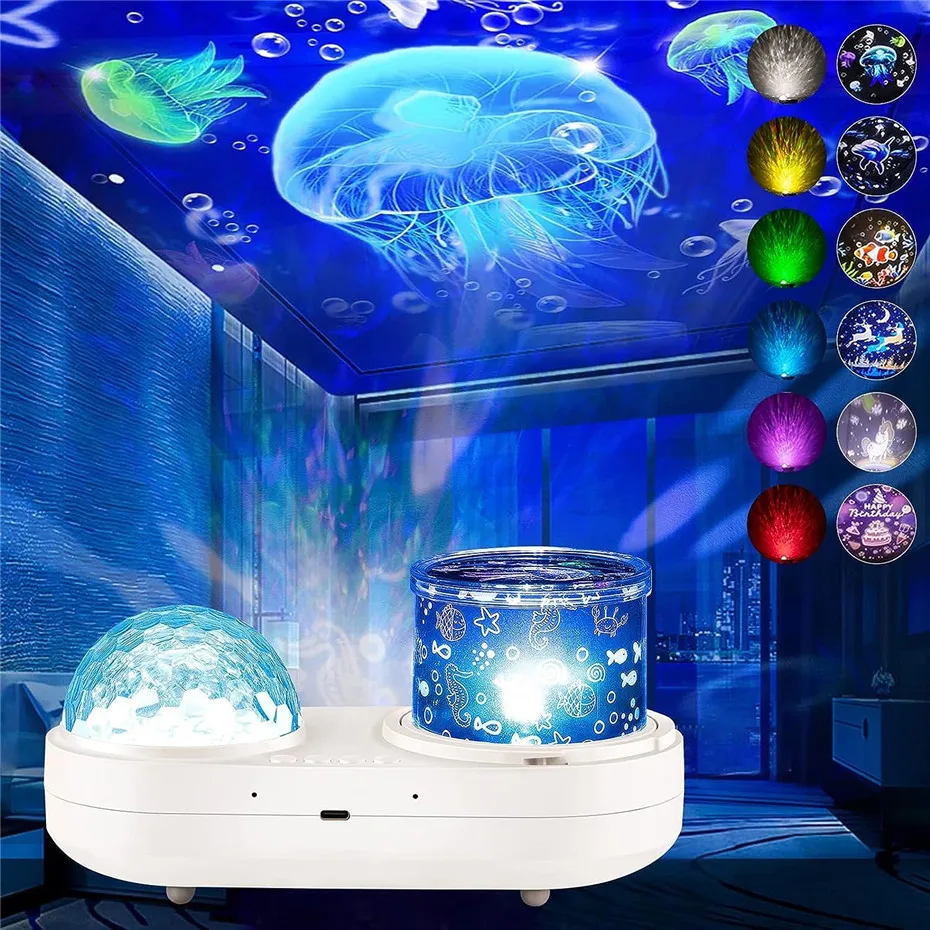 Galaxy Starry Projector Colorful Ocean Wave Night Light Rotazione Di 360 ° Ricaricabile Wedding Christmas Decor Light Regalo Per Bambini