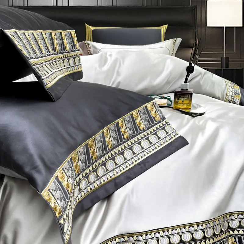 Waliicorners Egyptian Cotton Lion Gold Embroidered Luxury Satin Bedding Set Duvet Cover Set Vintage Silk Brocade Jacquard 56 Sd5ab4a2ad73c4aa1b0009a0c9838c7f1z