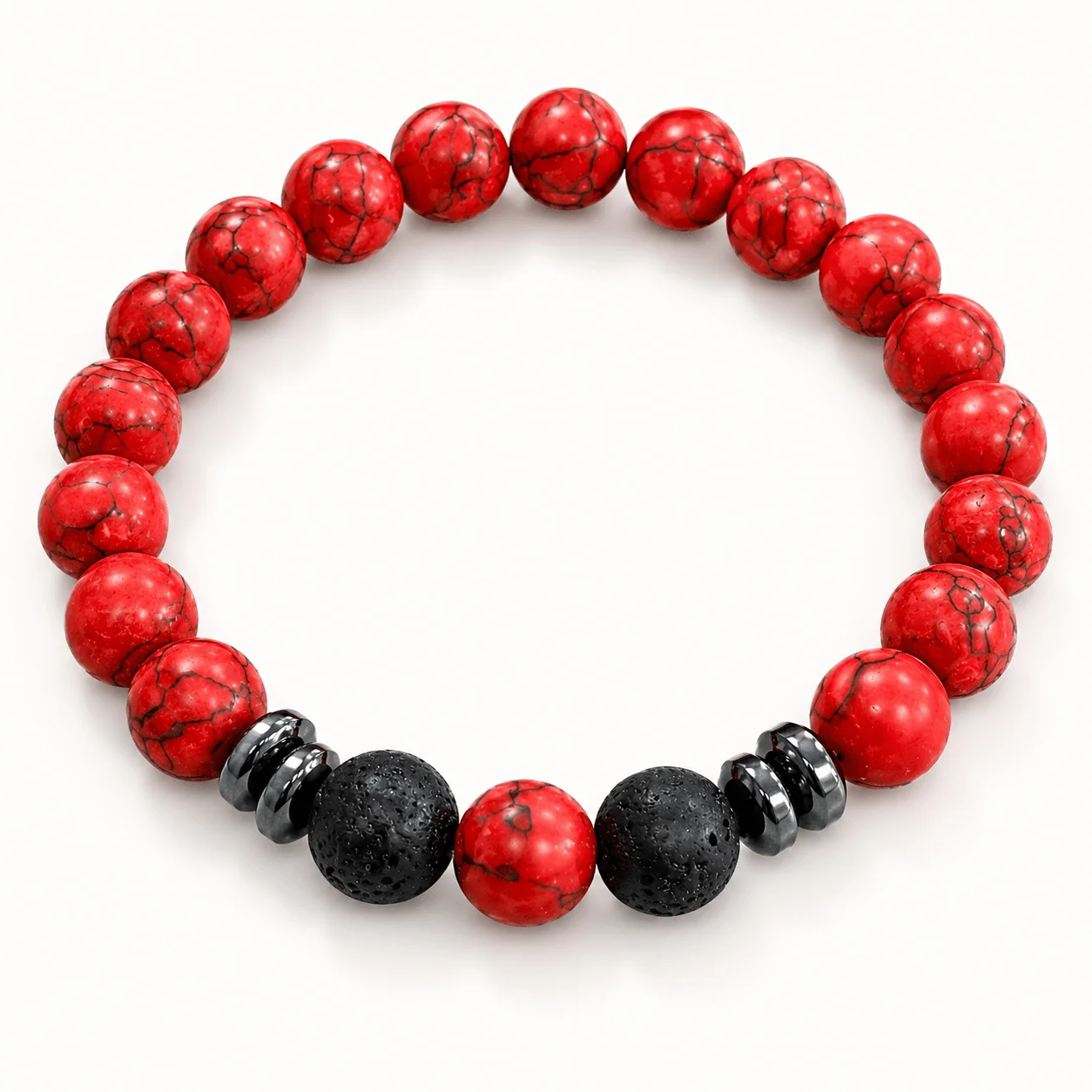 Elegant Red & Black Beaded Bracelet with Matte Finish—A Perfect Gift Choice