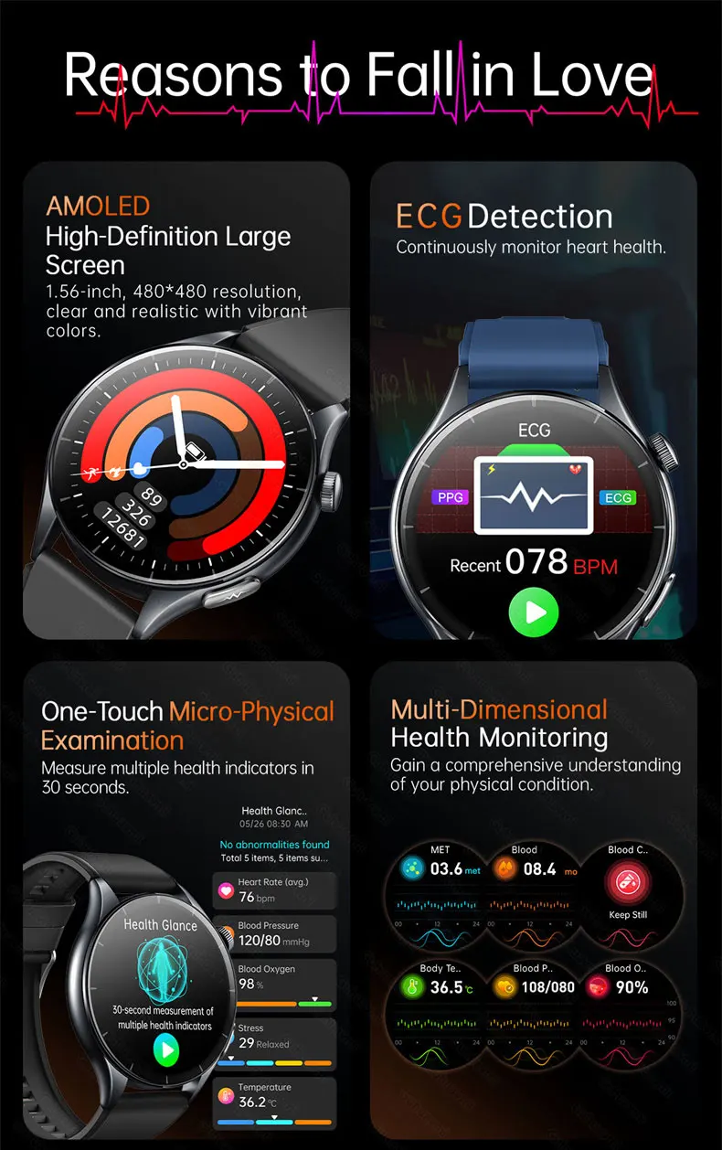 2026 New Smart Watch NFC ECG+PPG Blood oxygen Uric Acid Blood Pressure Sapphire Smartwatch Men For Android iOS Smart watch men