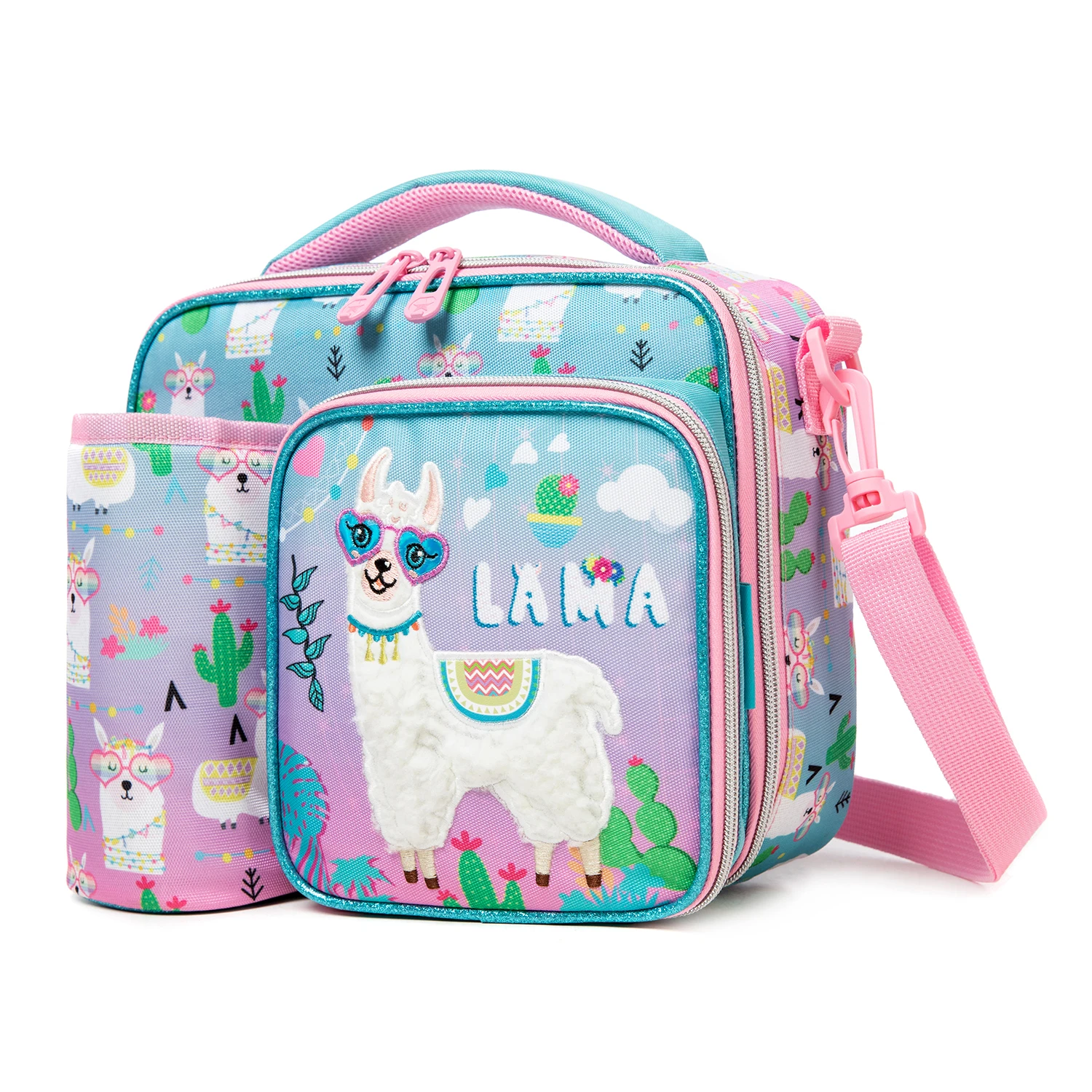 Girls Lunch Bag Mermaids Unicorn and Alpacas Cute Polyester Lunch Bag for Picnic Outing School Best Gift for Girls