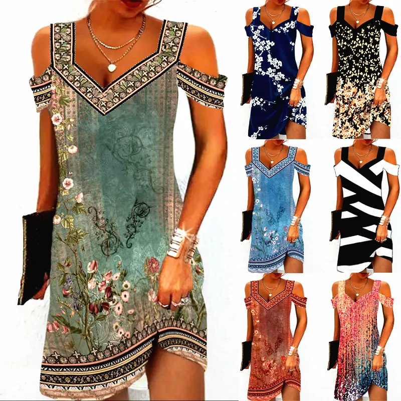

Women Hole Off Shoulder Loose Floral Strap Camis Button Ruffles Camis Befree Dress Sleeveless Summer Midi Elegant Party Dresses