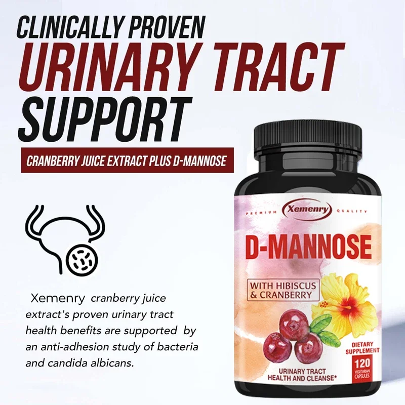Mannose Capsules Urinary Tract Health Formula Organic Cranberry Fruit Powder Hibiscus Healthy Bladder Rapid Detoxification