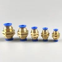 5PCS 4mm 6mm 8mm 10mm 12mm OD Tube PM Straight Pneumatic Air Fittings bulkhead union Push To Connect Quick Release Connector 5