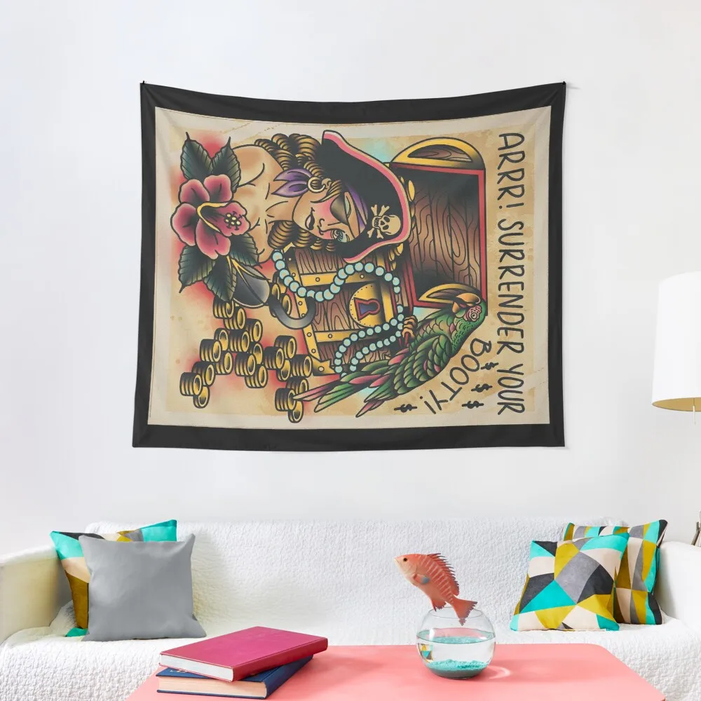 

Pirate booty tip sign Tapestry Wallpaper Bedroom Wallpapers Home Decor Room Decorations Aesthetic Decoration For Home Tapestry