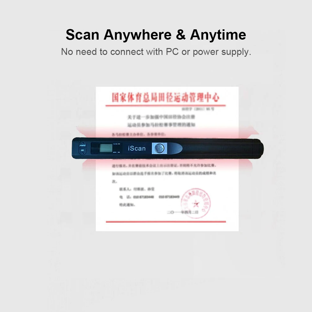 Scanner Document iScan Portable Scanner Mini Handheld Document Scanner A4 Book Scanner for JPG and PDF Format 300/600/900 DPI - 6