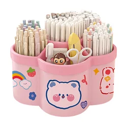 360° Rotating Desk Organizer with Large Capacity and Versatile Storage (Cherry pink)