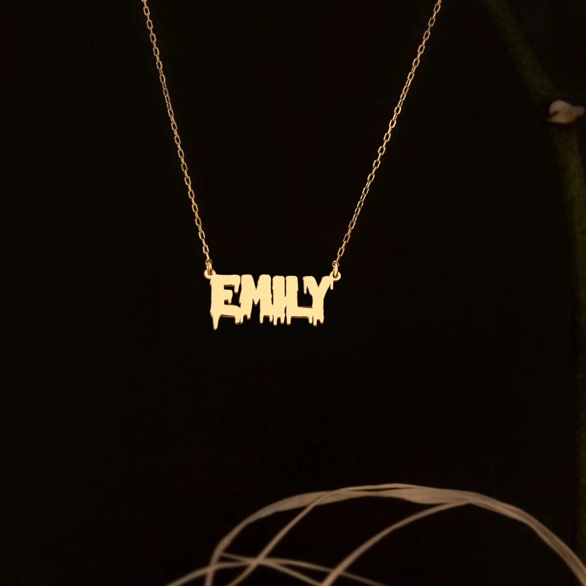 Personalized Melted Font Name Necklace Halloween Custom Name Pendant Monster Necklace Holiday Gifts for Friends