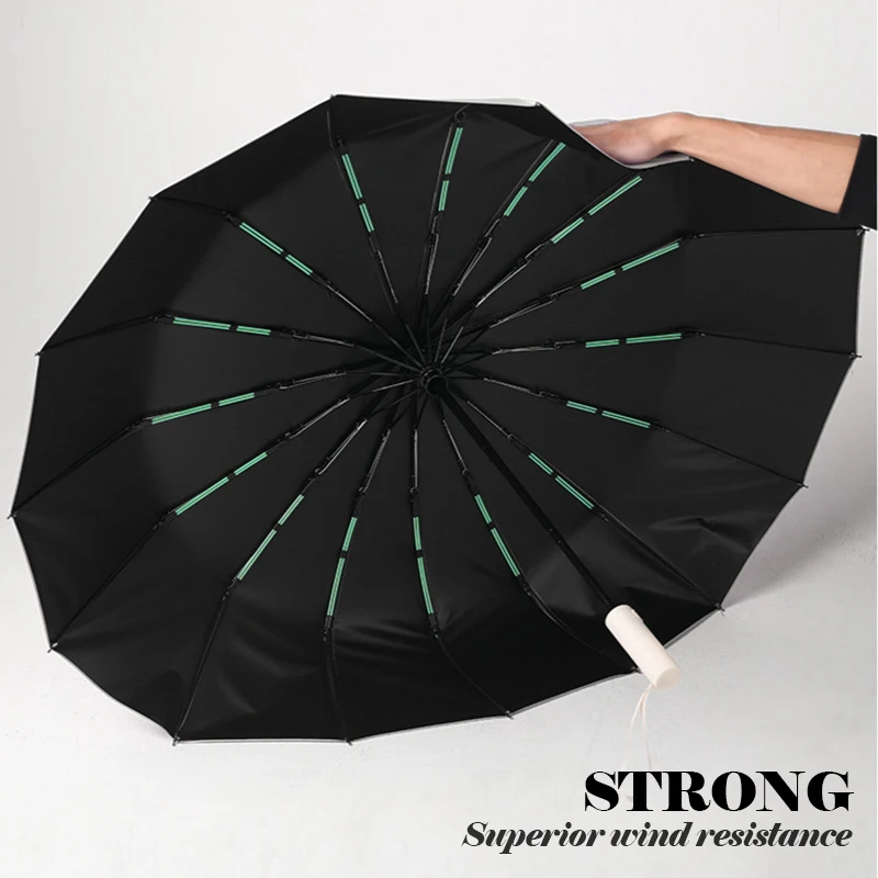 Large UV Umbrella Men Wind Resistant Reinforced Automatic Rain and Shine Dual Purpose Sunshade