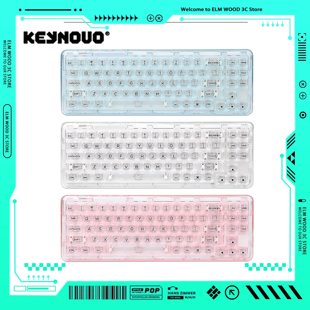 

Клавиатура KEYNOUO x71 Механическая с RGB-подсветкой, Беспроводная игровая клавиатура с тремя режимами, с горячей заменой, с прокладкой, офисный подарок