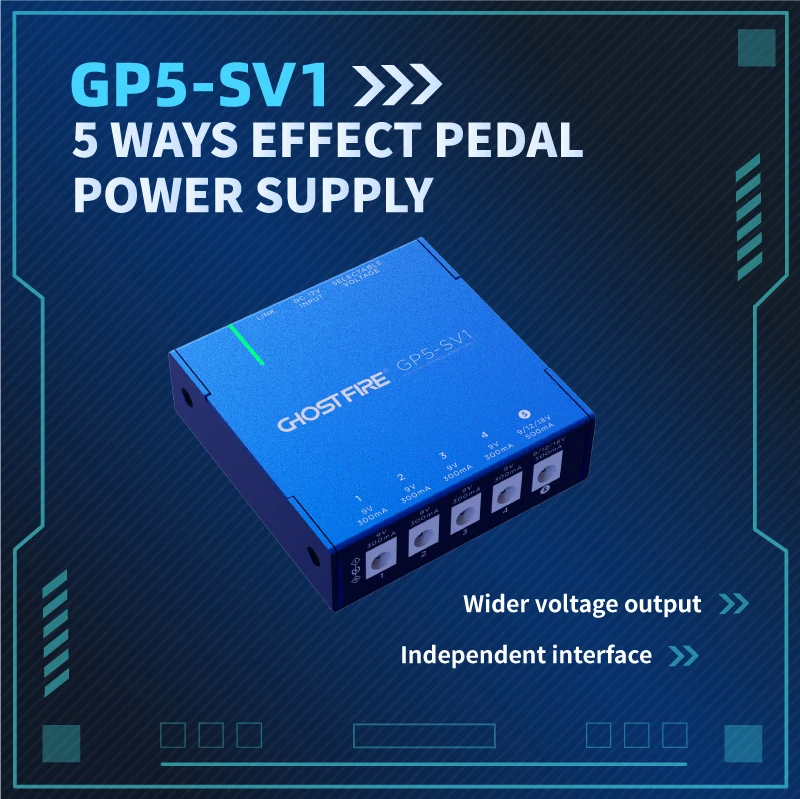 GHOST FIRE Guitar Pedal Adjustable Voltage 9V-18V Guitar Pedal Power Supply For Electric Bass with Adapter