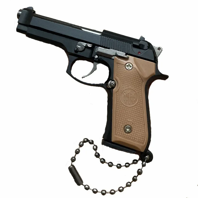 Alloy M92 Pistol Gun Keychain Toy 1:3 Scale Mini Gun Metal Keychain M92 Pistol Fidget Toy PUBG Gun Toy Gift Pubg Decoration Toys