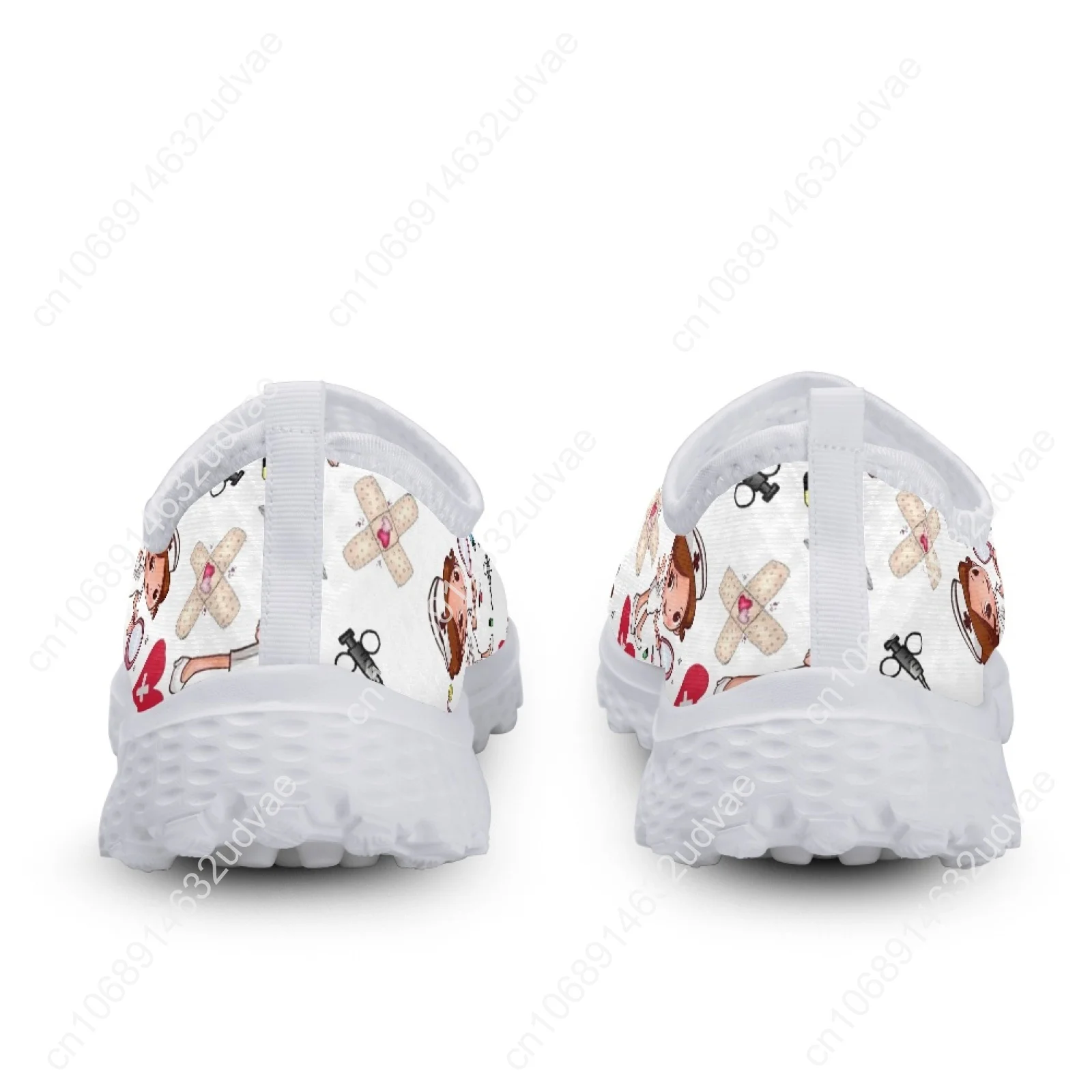 White Flats Women Nurse Cute Cartoon Nurse Women Sneakers Comfortable Breathable Loafers Casual Mesh Walking Shoes