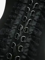 New Gothic Corset Lace-trim Halter Top Solid Black Women Sexy Front Lace-Up Braided Corsets - Image 4